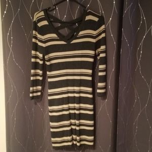 *SOLD*Gray and white Ribbed Sweater Dress